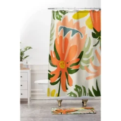 Oranges Flowers Rain Summer Floral Memory Foam Bath Mat - Deny Designs -Deny Designs Sales GUEST fdaec3e5 edf6 4ffa 9dfd 6d54743780a9