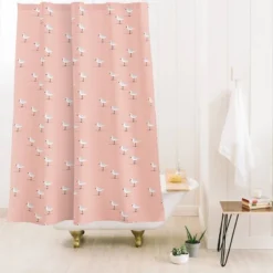 Little Arrow Sandpipers Shower Curtain Pink - Deny Designs